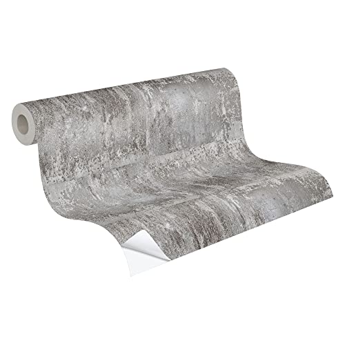 A.S. Création Selbstklebende Tapete Metalloptik The Wallcover 385811 Dekofolie Silber Grau 8,40x0,53m Made in Germany