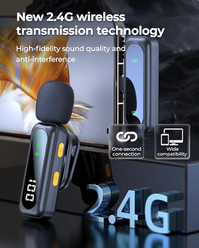 Mikrofon Handy – Ansteckmikrofon kompatibel mit iPhone/Android/PC, Magnetisches Lavalier Mikrofon mit Geräuschunterdrückung, geeignet für Live-Streaming, Vlogging, YouTube und Interviews (Schwarz)