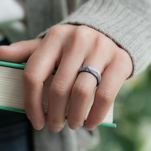 ThunderFit Silicone Wedding Bands for Women, Breathable 2 Layers 5.5mm Wide 1.5mm Thick - 1/4/8/10 Variety Multipack4