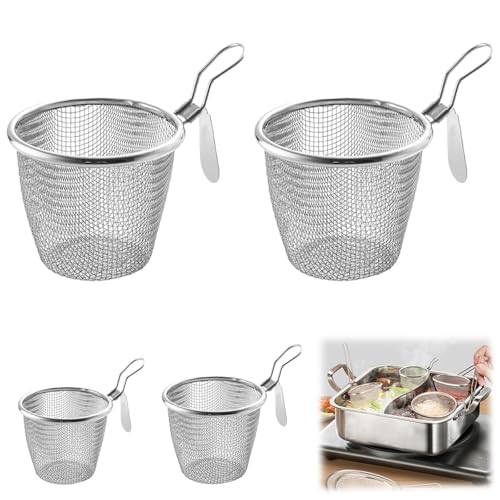Generico Cestello per Pasta Separati in Acciaio Inox, Scolapasta in Acciaio Inox con Manico, Cestello per Pasta in Rete con Manico per Appendere Perfetto per Cucina E Ristorante