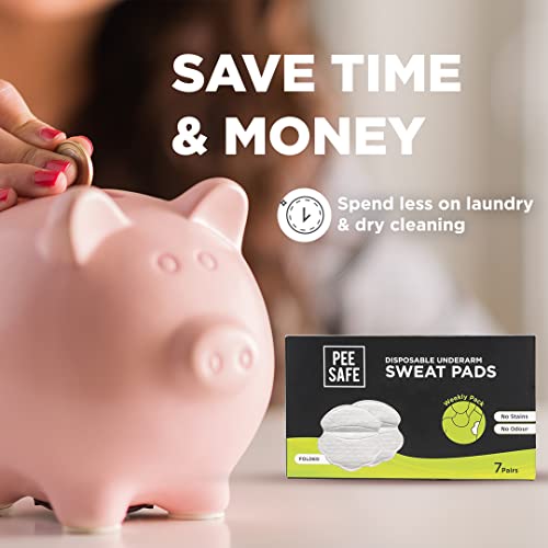 PEESAFE Achsel Schweiß Pads, Achselpads, 14 Pads (gefaltet), Achsel Schwitzen Pads Damen Herren, Unterarm Schwitzen Schutz, Antischweißpads, Minimiert Geruch, Antitranspirant-Pads
