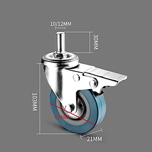 Roulettes de meubles pour chariot LUNEZY finition robuste avec freins - 4