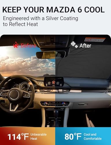 Image of Proadsy 2026 Upgrade Front Windshield Sun Shade Foldable Sunshade Protector Custom Fit 2014-2021 Mazda 6 Sedan, Sport, Touring, Grand Touring, Reserve, Signature Accessories