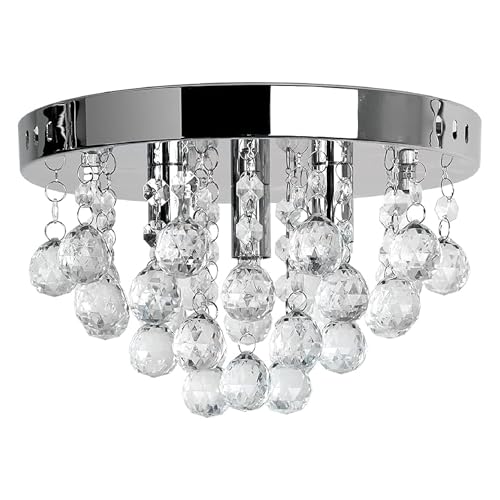 MiniSun | Modern Polished Chrome and Clear Acrylic Droplet Ceiling Light Fitting...