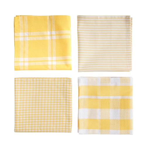Image of LANE LINEN 100% Cotton Kitchen Dish Cloths, Ultra Soft Absorbent Quick Drying Dish Towels, Multiweave Wash Cloths Dish Towel Sets, 12x12 Inches, 12 Pack - Yellow