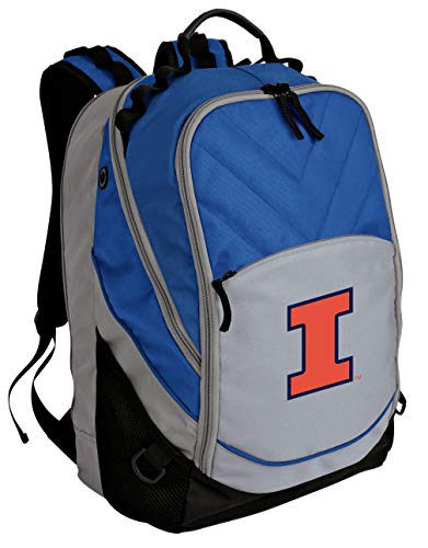 Image of Broad Bay University of Illinois Illini Backpack | Official Fighting Illini Logo, Padded Laptop Computer Section, Premium 600 Denier Nylon Fabric