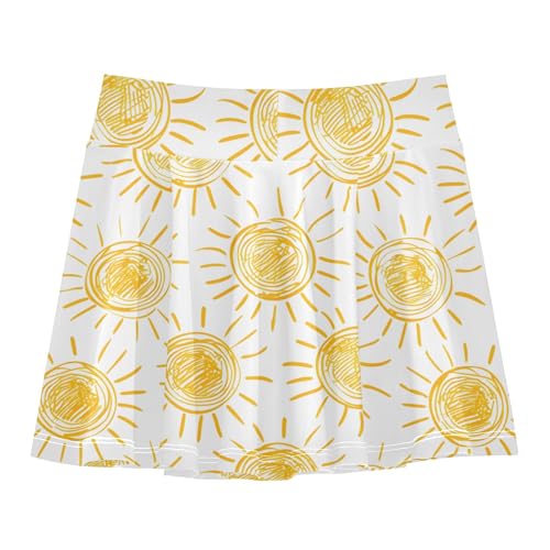 Girls Athletic Skorts Sun Drawings Tennis Golf Skirts with Shorts2
