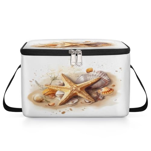 GzLeyigou Starfish Lunch Bags for Women Men 9 Cans, Hot & Cold Food Delivery Bag Insulated Grocery Bag Insulated Lunch Box Shells Cooler Bag for Office Work Picnic Beach
