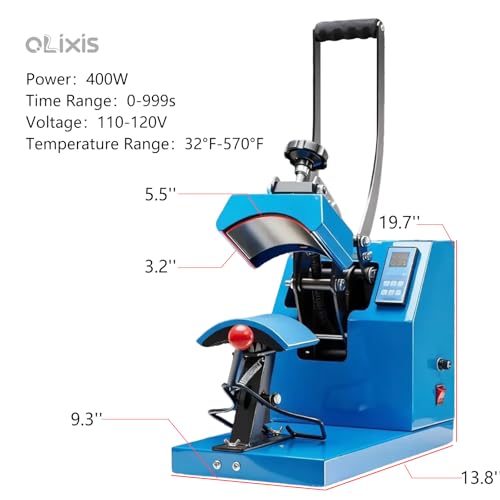 Image of OLIXIS Hat Press Machine, Professional Hat Heat Press for Caps, 3.2 inchx5.5 inch PTFE-Coated Plate, LCD Display, 570F Max Temp, Memory Mode