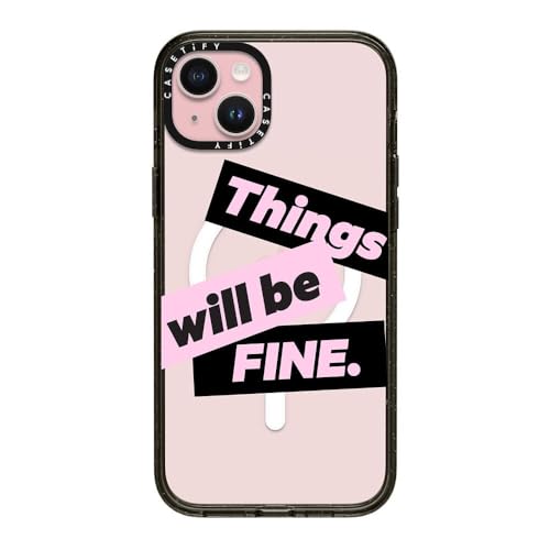 CASETiFY �C���p�N�g iPhone 15 Plus �P�[�X [MIL�K�i���� (4x MIL-STD-810G)/2.5m����̗����������N���A/MagSafe �ɑΉ�] - Things will be fine - �u���b�N