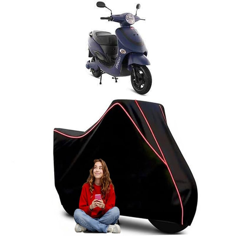 Image of Photon Scooty Bike Cover Water Resistant Outdoor Use Universal Fit Scooters Motorcycles Heavy Duty UV Protection Dust Rain Scratch Resistant Elastic Bottom Black Blue Piping