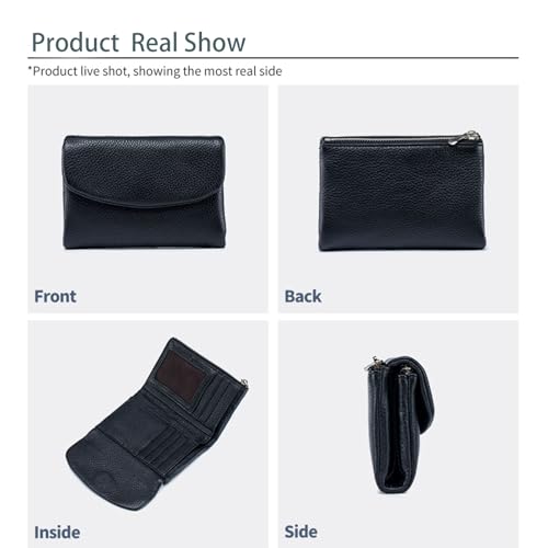 Unisex Pebble Leather Wallet - Small Wallets for Women, 5.3 * 3.9in, Soft Portable, Small Compact, Bifold Leather Coin Purse with Credit Card Holder (Gray)3