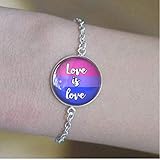 Pulseras espirituales de orgullo bisexual Love is Love, pulseras espirituales de cúpula de cristal, regalo LGBT, joyería de arte de texto, joyería de sexualidad gay.