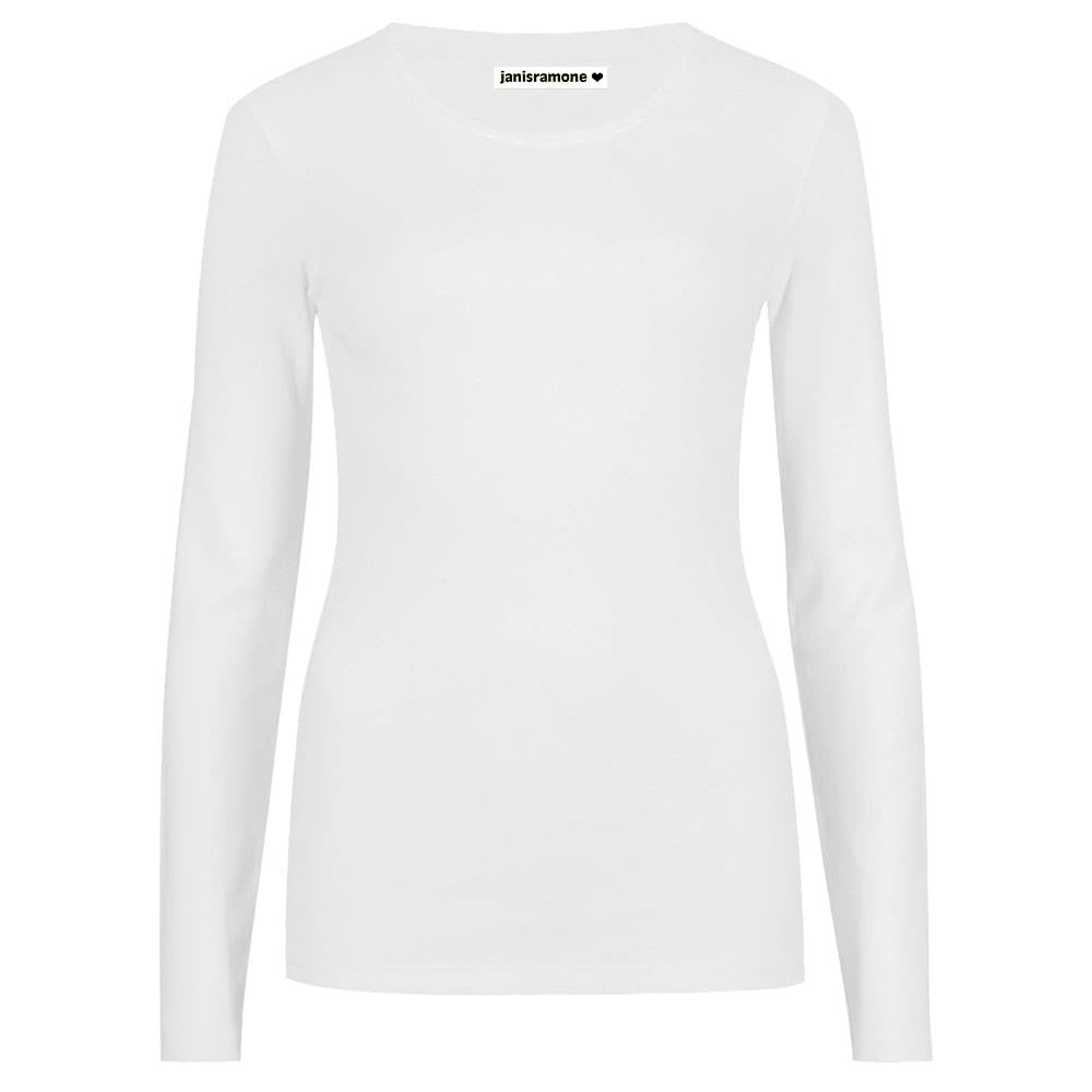 T-shirt Femme Col V Manches Longues Janisramone - Matières Stretch Viscose/élasthanne, Ajusté - Couleur Marine, Taille 40-42