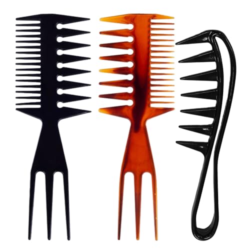 Peine De Dientes Anchos De 3 Uds, Peine Tres En Uno, Peine De Estilismo Para Hombres, Herramientas Simples Para El Cabello, Herramientas De Estilismo Unisex