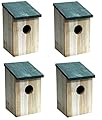 New Wooden Wood Nesting Nest Boxes Bird House Birds Blue Tit Robin Sparrow (4 x Bird Nesting Boxs)
