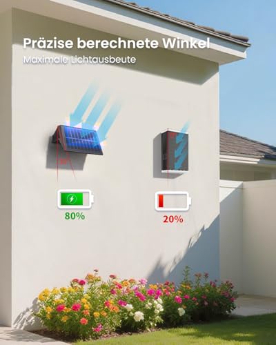 IIRARA wandleuchte solar außen solar wandleuchte aussen solarlampen Nach Oben und Unten Beleuchtet 4 LEDs IP67 Wasserdichte Solarleuchte für Garten Balkon Terrasse Treppen Warmweiß 2er