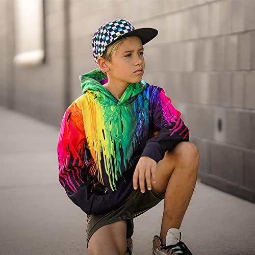 Idgreatim Teenagers Boys Pullover Hoodies Long Sleeve Rainbow Sweatshirt 3D Paint Hip-Hop Youth Hooded Sweatshirts 6-7 Years #TOP2