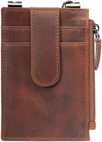 Image of RFID Blocking Boot Wallet with Security Chain & Zipper Lock - Genuine Leather Wallets for Men, Travel Wallets Women, Minimalist Leather Card Holder