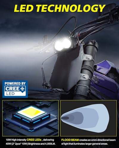 Image of Headlight Kit for Surron Segway X260 3 inch Driving Flood CREE LED Pod | High Intensity CREE LED Pods, Driving Flood Beam 3000K 20W Waterproof E-Bike Head Light for Sur-Ron