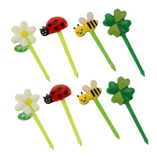 SOLUSTRE Accessories for Boys and Girls 5 Pack of Fruit Forks Bee Kitchen Decor Reusable Plastic Picks