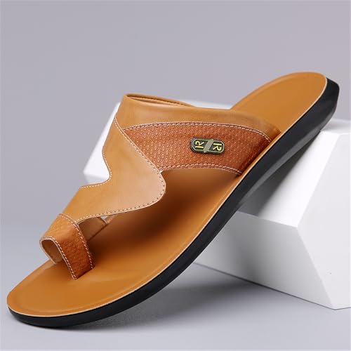 Mens Sandals Indoor and Outdoor Beach Flip Flop Casual Thong Leather Slip On Athletic Slipper Quick-Dry2