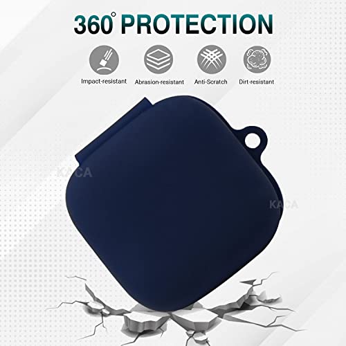 Image of KACA Protective Shockproof Silicone Cover Case with Buckle Compatible with Oppo Enco W51 (Midnight Blue)