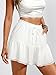 Xuiqx Summer Flowy Shorts for Women Casual High Waisted Lace Trim Ruffle Tiered Crochet Mini Skorts with Pockets Boho Beach Vacation Outfits 2026(White Small)