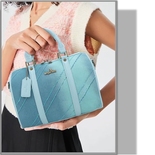 Image of Angel Kiss Women Satchel Purses and Handbags Vegan Leather Boston Barrel Bag Top Handle Shoulder Purse with Crossbody Strap | Vegan Leather