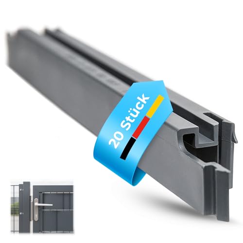 Zaunland Steckprofil Klemmschienen 20 Stück für Sichtschutzstreifen RAL 7016 Anthrazit - passend für Doppelstabmatten Maschenweite 50×200 mm - Sichtschutz Montagehilfe für blickdichten Gartenzaun