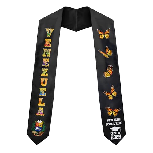 MonkeyVan Custom Venezuelan Flag Graduation Stole 2025 Venezuela Graduation Sash Venezuelan Flag Graduation Sash Class Of 2025 Vnzl 12