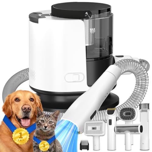 Dog Grooming Kit, 12000Pa Strong Pet Grooming Vacuum for Shedding