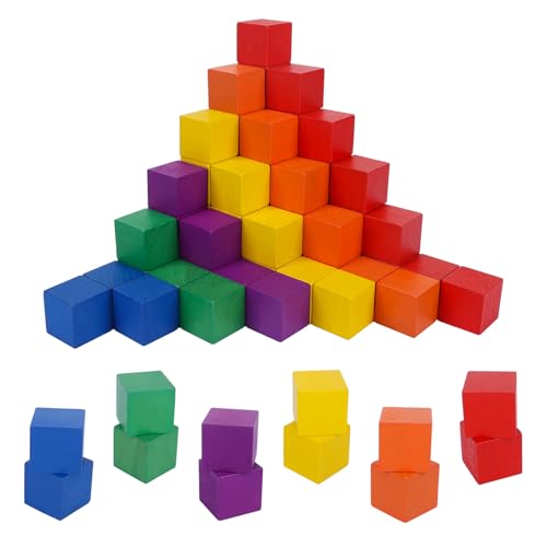 GOTHINK Cube en Bois Couleur, Lot de 108 Pièces 2,5 cm Blocs de Bois Carrés pour Bricolage, Puzzle, Empilage, Jouets Créatifs Enfants & Adultes