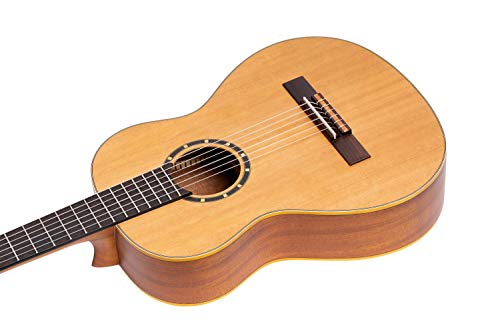 Ortega Guitars 6 String Family Series 3/4 Size Left-Handed Nylon Classical Guitar W/Bag, Cedar Top-Natural-Satin, (R122L-3/4) #TOP3