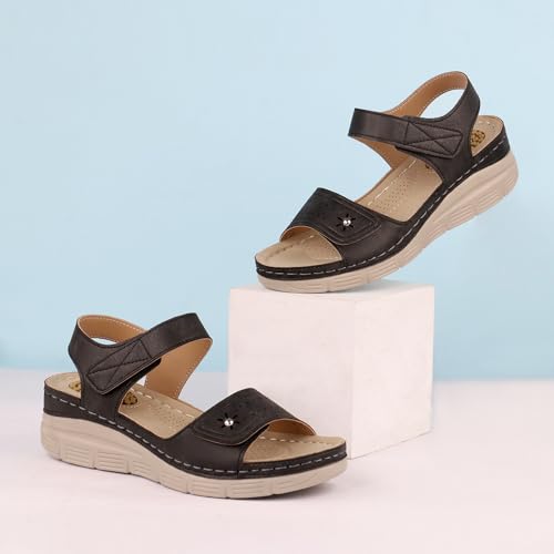 Image of JABASIC Women Comfortable Sandals Orthotic Walking Sandals Orthopedic Arch Support Sandals