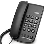 Lativu Corded Landline Phone, Simple Office Telephone Home Phone,Telephone Landline Phones Use for Home/Office -Wall or Desk -Adjustable Ringer Volume, Black