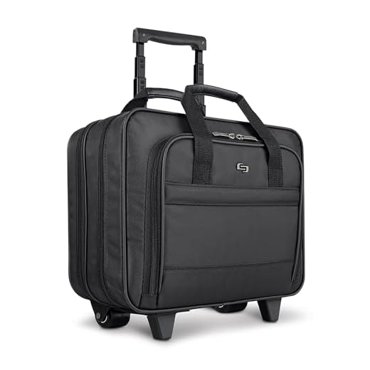 Solo New York Carnegie Rolling Laptop Bag. Slim, Compact Design Rolling Case for Women and Men. Fits up to 15.6 inch laptop - Black
