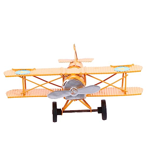 Maquette avion rétro fer jaune DOITOOL : cadeau idéal et objet de collection unique - 4