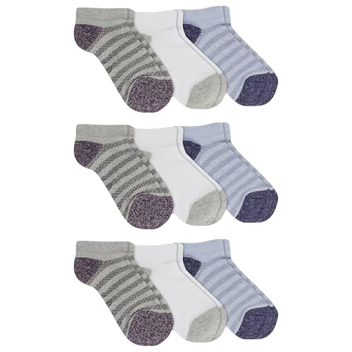 Sperry Women's Even Stripe Mesh Low Cut Socks 9 Pair Pack, Light Gray Marl Assorted, Women's Shoe Size 4-10