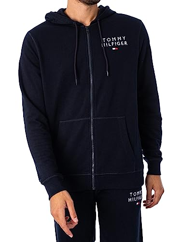 Tommy Hilfiger Sudadera para Hombre Hoodie con Cremallera, Azul (Desert Sky), XL