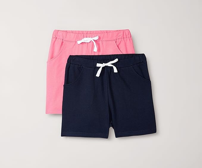Image of Cloth Theory Premium Cotton Shorts for Girls - Regular Fit Pocket Shorts for Girls Pack of 2