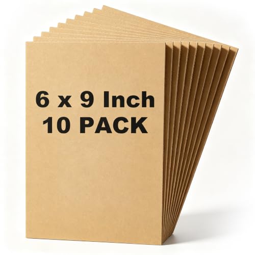 Image of Henoyso 10 Pack 6 X 9 Inch Brown Cardboard Sheets | Corrugated Flat Inserts for Packing Shipping Mailing, Protective Separators for Fragile Items Dishes, DIY Crafts Projects