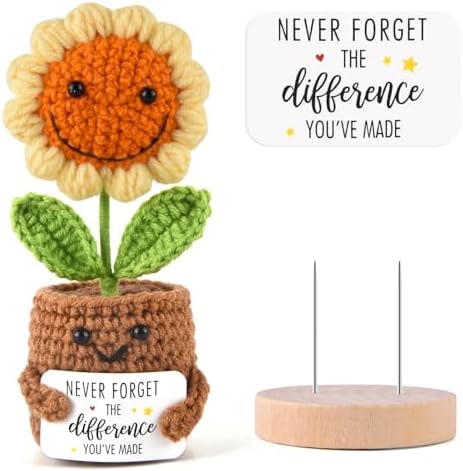 Thank You Gift - Emotional Sunflower Support Crochet - Never Forget The Difference You Make Gifts for Mothers Day Birthday - Retirement Appreciation Gifts for Coworkers Boss Mom Teacher Mentor Nurse
