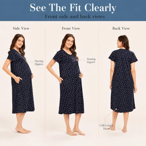 Image of AV2 Women's Cotton Floral Calf Length Maternity Nighty