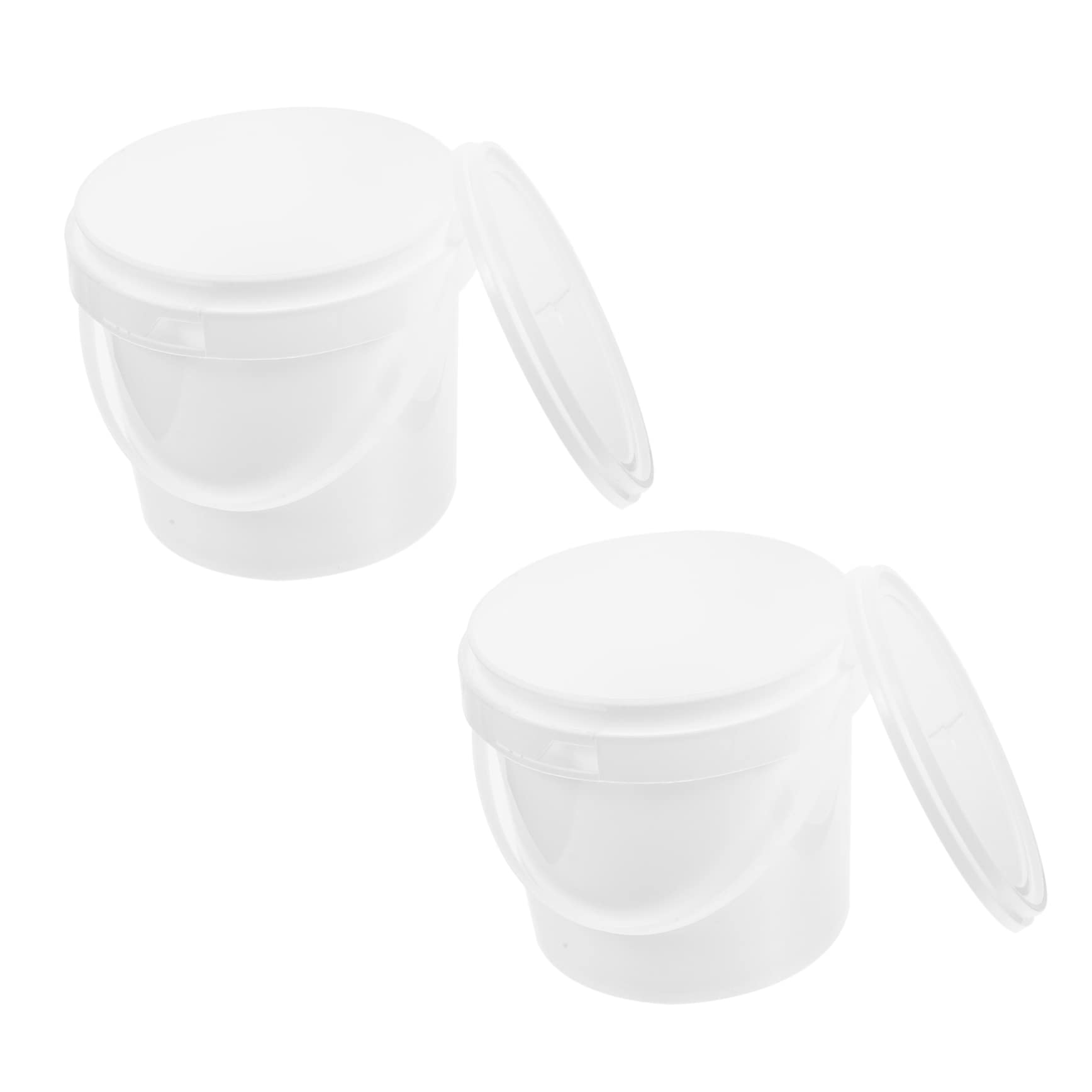 KALLORY 2pcs White Plastic Storage Bucket with Handle Food Grade Container for Toys Snacks and Liquids Portable Household Bucket with Lid for Boys and Girls Toys and Food Storage