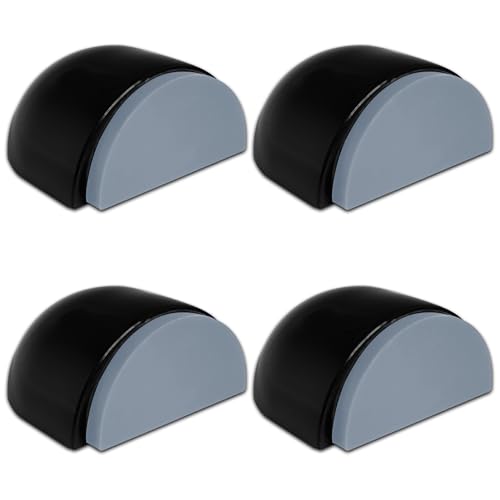 Topes Para Puertas Suelo - Pack 4 Topes Negros Adhesivos Antigolpes - Tope Puerta - Door Stop Para Hogar, Oficina o Entrada - Diseño Elegante Que Protegen Paredes y Evitan Golpes - Door Stopper