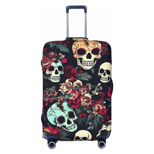 Colorful floral skulls Luggage Covers For Suitcase Approved,Suitcase Cover Protector Fit 18-32 InchLuggage, Small