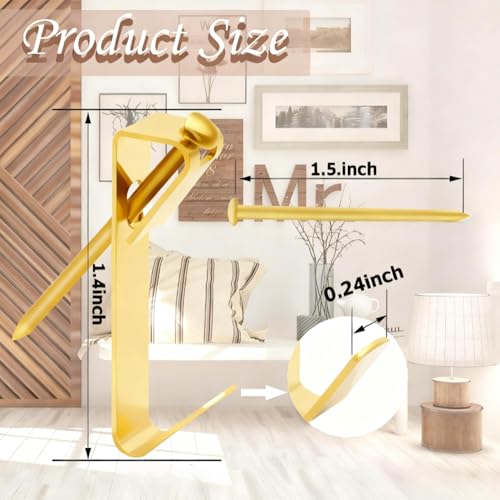 Image of 40PCS 50lbs Heavy Duty Picture Hangers, Metal Picture Hanging Hooks with Nails, Heavy Picture Hanging Hardware for Mirrors, Photos, Clocks, Artwork and Home Decoration