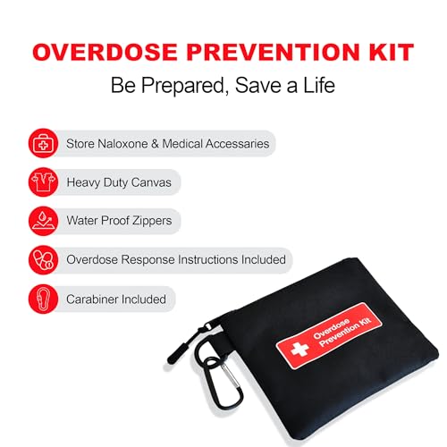 Image of Naloxone Overdose Prevention Canvas Bag - Holds 2 Nasal Spray Devices & Accessories - Empty Case Only, Naloxone Not Included - (Black, Single)