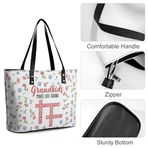 Amabery Personalized Grandma's Garden Birth Month Flowers Shoulder Bag Custom Mother's Day PU Leather Bag For Grandma Mom4